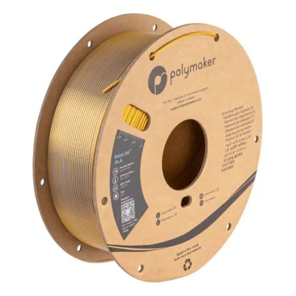 Filamento Polymaker Polylite Dual Silk Colors, 1.75mm - 1kg Color Crown Gold-Silver