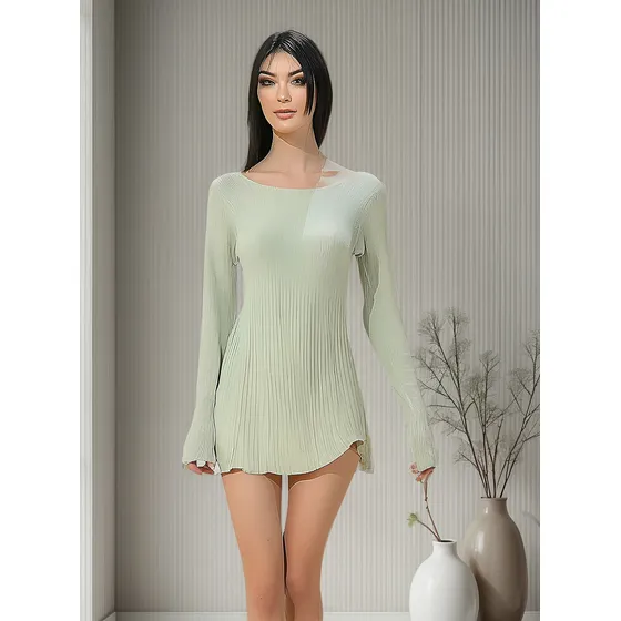 Vestido Liviano Ajustado De Manga Larga Para Dama Mujer