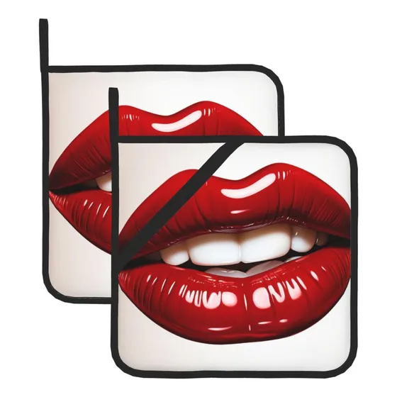 Bonito Agarradera Estampado Labio Rojo Grafico Para Horno Al