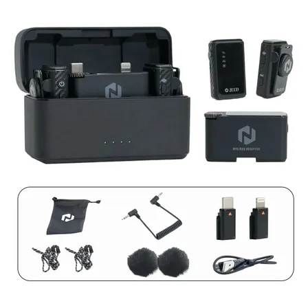 Microfone Sem Fio Lapela Imã Duplo Anti Ruído Zcco - M15max Preto- Para iPhone Android Pc Camera