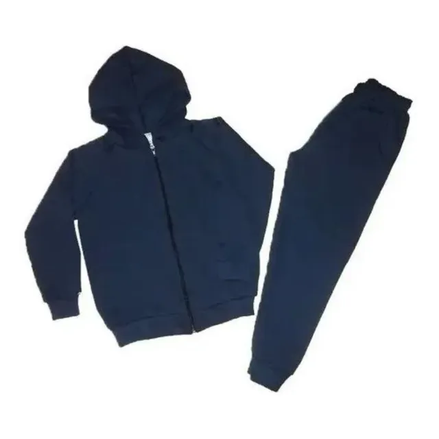 Conj. Colegial Campera Pantalon Algodon Unisex 6 A 16 Azul
