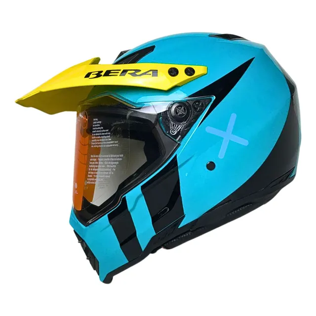 Casco Enduro Cross Bera Road Turquesa Para Motos