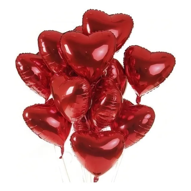 Globo en forma de corazón metálico rojo de 45 cm con 10 unidades