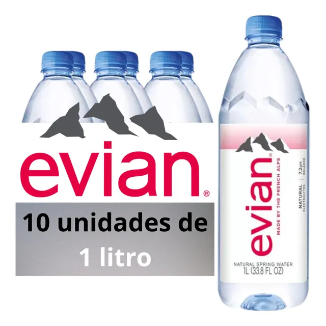Água Mineral Evian Sem Gás Pet 1 Litro Kit 10 Und