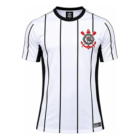 Camiseta Do Corinthians Tradicional Branca Listada