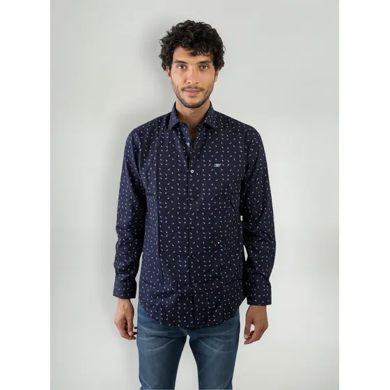 Camisa Hombre Newman Puro Algodon Manga Larga