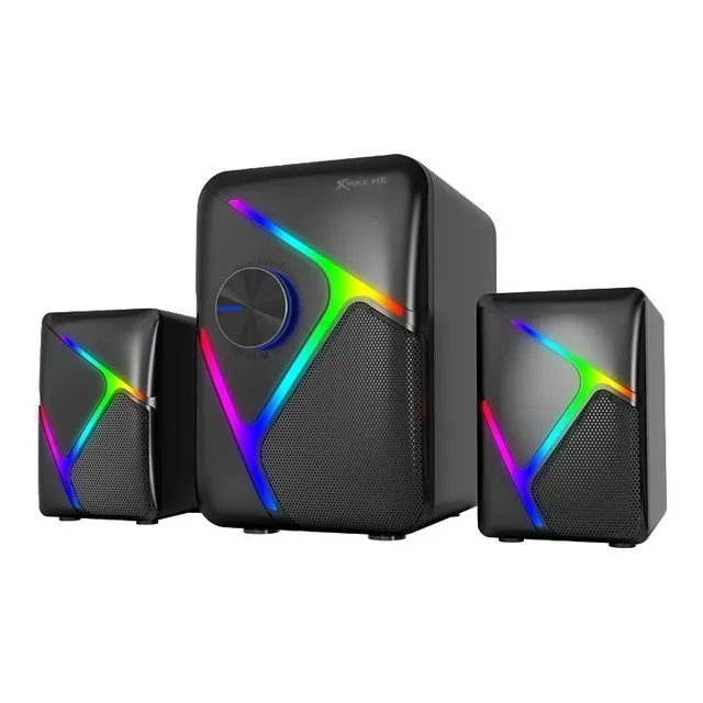 Parlantes Gamer 2.1 Xtrike Me Rgb Computador Portatil Gaming Color Negro