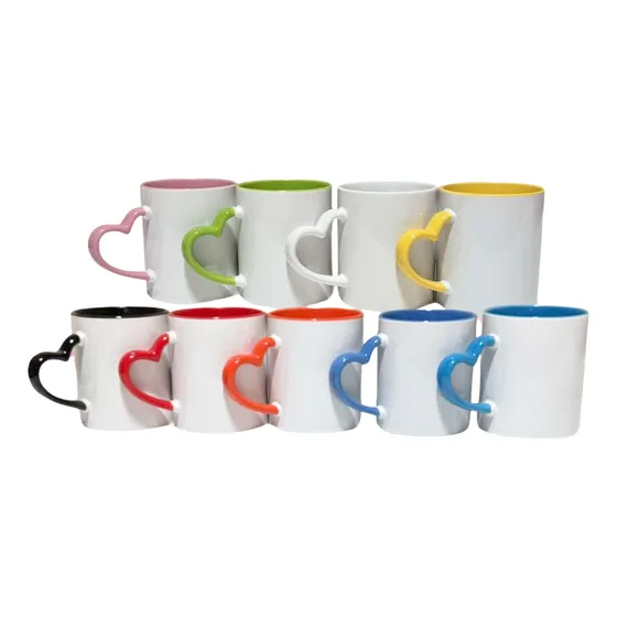 Taza Interior Color Con Asa Corazón Cerámica Para Sublimar