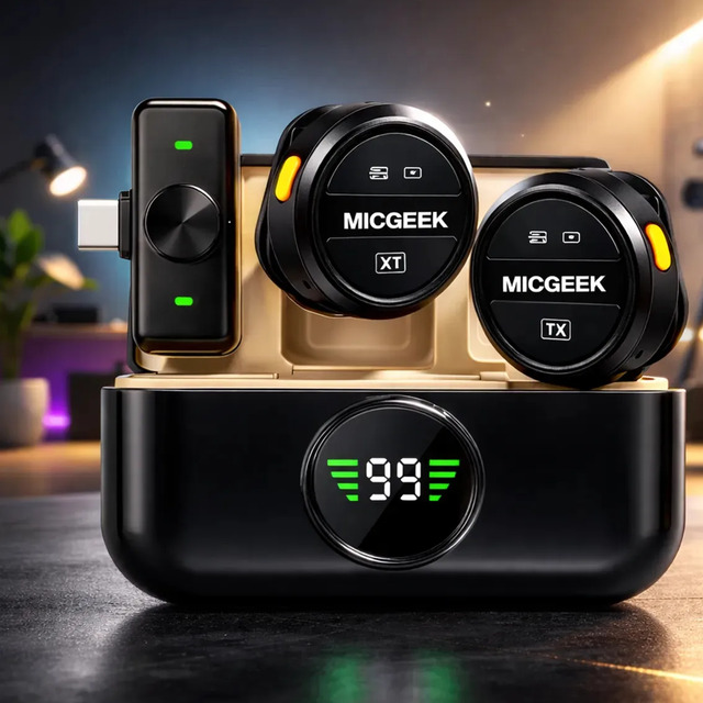Microfone lapela duplo sem fio MICGEEK