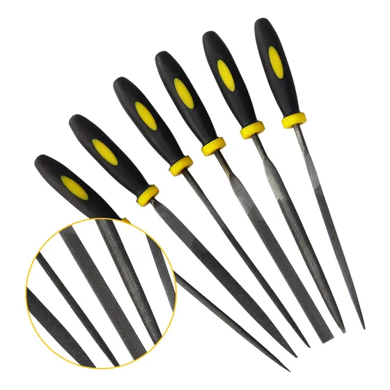 Juego Limas Metalicas Variadas 18 Cm 6 Piezas Mango Madera