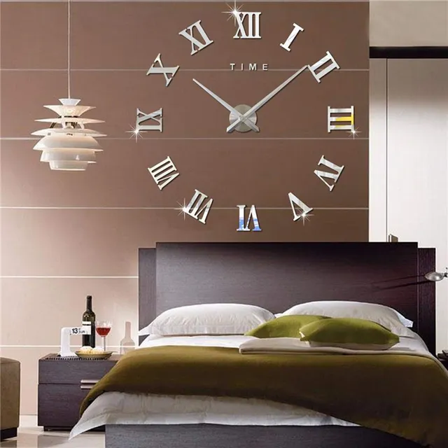 Reloj Pared Silencioso 3d Marco Decorativo Superficie Espejo