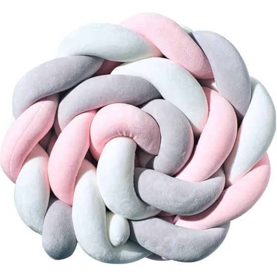Trenza Cojín Seguridad Para Cuna Bebes Protección Color Rosa