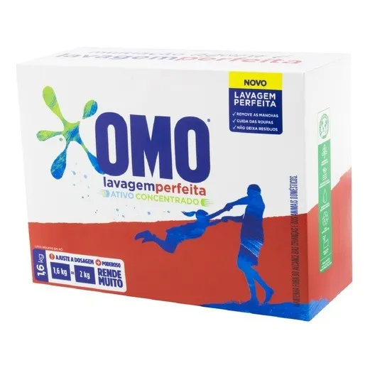 Sabão Em Pó Omo Lavagem Perfeita 1,6kg 4 Undades