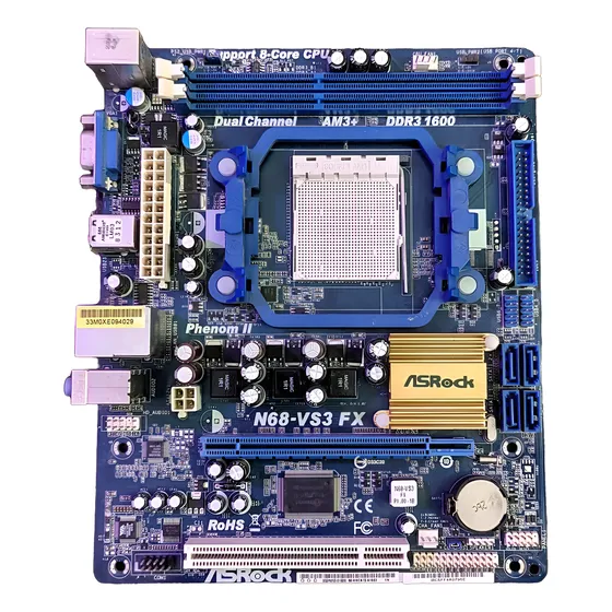 Placa Madre Asrock N68-vs3 Ucc Socket Am3+ Azul