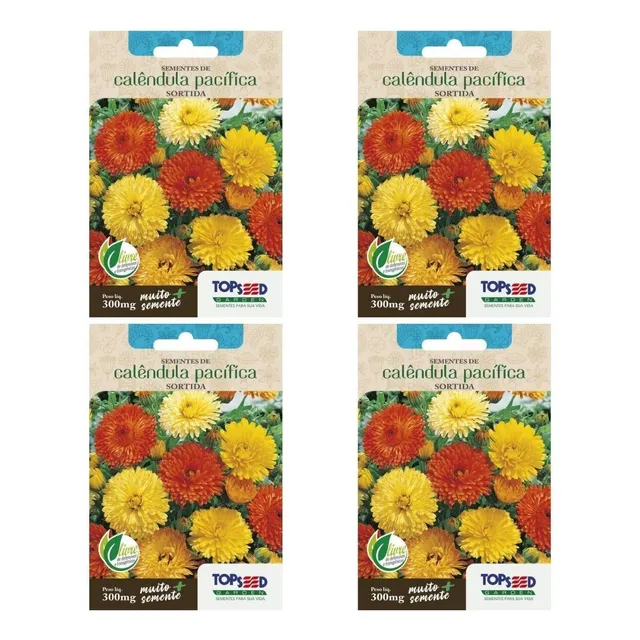 4x Sementes De Calêndula Pacífica (sortidas) Topseed