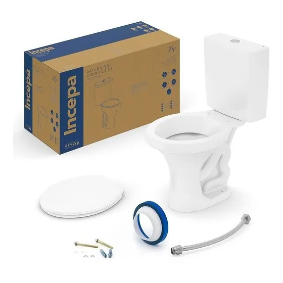 Kit Bacia C/ Caixa + Acessórios Instalação Zip Branco Incepa