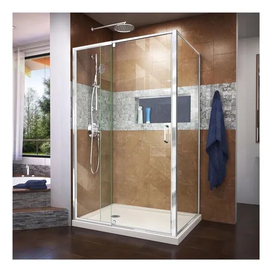 Cabina Ducha Pivotante Semi-marco Cromada 36  Profundidad X