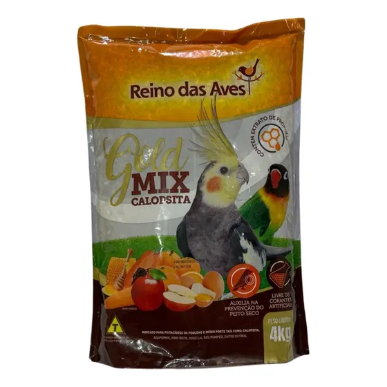 Ração Calopsita Gold Mix Reino Das Aves Mistura 4kg  