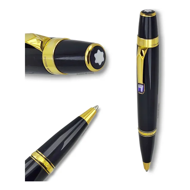 Pluma Bolígrafo Montblanc Boheme Clasica Negro Oro P Lila Negra Filos Dorados Cristal Lila Negro (Reacondicionado)