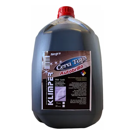 Cera Negra Acrílica Autobrillo Top Para Pisos Klimper 5 Litros