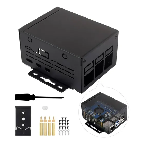 Gabinete Carcasa Case Riel Din Raspberry 5 Metalico Ws