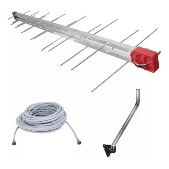 Antena Externa Digital 4k Vhf Uhf Hdtv C/ Mastro + Cabo