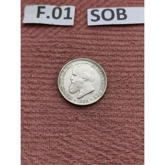 Moeda De Prata De 200 Réis De 1869 Sob F1
