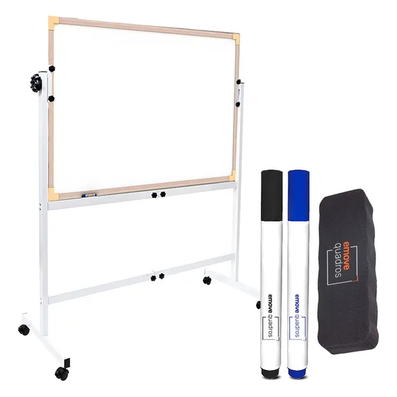 Quadro Branco Lousa Madeira 150x120 Com Cavalete Caneta Apg