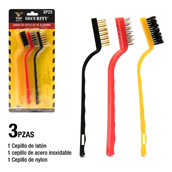 Set Cepillos De Alambre Laton, Acero Y Nylon 3pzas