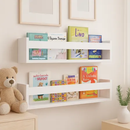 Kit 3 Prateleira Nicho Livros Infantil 50cm Branca Reforçada Branco