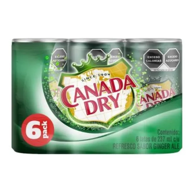 Refresco Canada Dry Sabor Ginger Ale 6 Latas De 237 Ml C/u