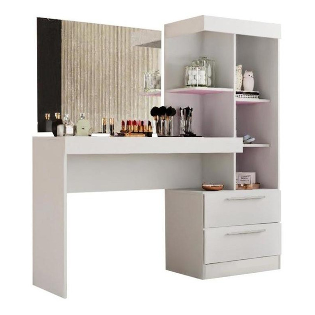 Escrivaninha Penteadeira Notável Móveis Cor Branco/rosa