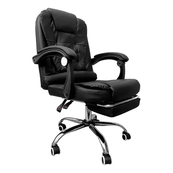 Silla Oficina Evox Ct809f Reposapiés Y 7 Puntos Masajeador Negro Cuero Sintético | Cuotas sin interés