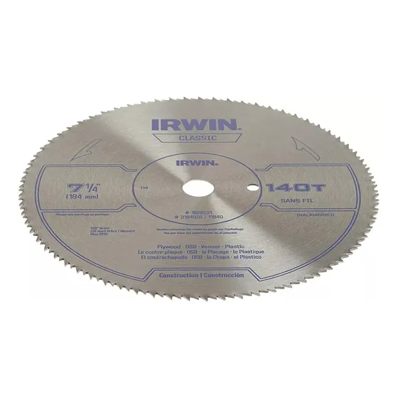 Disco De Corte Sierra 7-1/4 (184 Mm) Irwin 140 Dientes Mdf-mdp