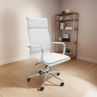 Cadeira De Escritório Office Valencia Pu Alta Rivatti Cor Branco Material Do Estofamento Couro Sintético Cadeira De Escritório Office Valencia Pu Alta Rivatti Cor Branco Material Do Estofamento Couro Sintético