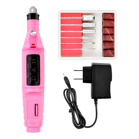 Torno Pulidor De Uñas Velocidad Regulable 20000rpm + Acc Color Rosa