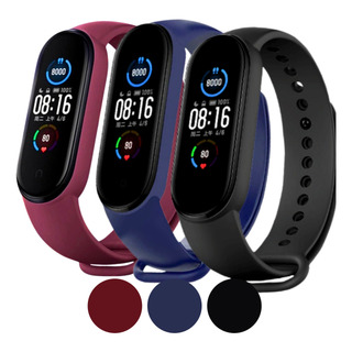 Kit 3 Pulseiras Para Mi Band 5 6 7 Vinho Marsala Preto Azul Kit 3 Pulseiras Para Mi Band 5 6 7 Vinho Marsala Preto Azul