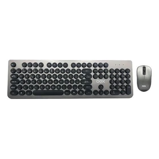 Kit de Teclado e Mouse Sem Fio Oex Tm410 Português Brasil de Cor cinza