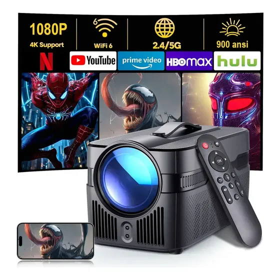 Projetor Magcubic HY450C Smart, Full HD 1080p, com Wi-Fi 6, Bluetooth e Android TV