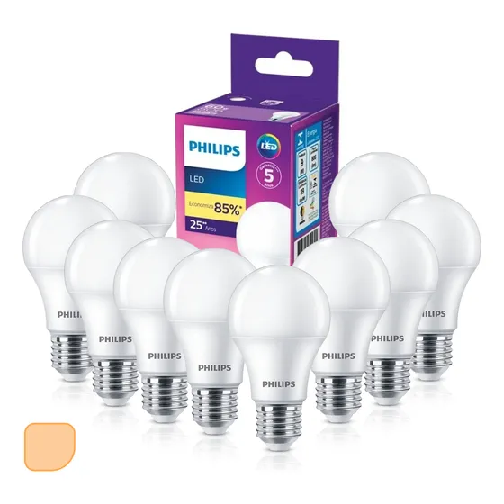 Kit 10 Lâmpadas Led Bulbo 9w Bivolt E27 3000k Luz Amarela