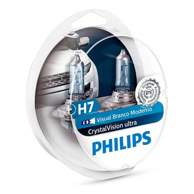 Kit Lâmpada Philips Crystal Vision Ultra 55w 12v H7 Px26d