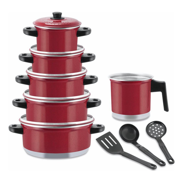 Jogo Kit Panela Caçarola +caneco(leiteira) +brinde 9 Pçs Jogo Kit Panela Caçarola +caneco(leiteira) +brinde 9 Pçs