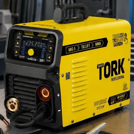 Máquina Inversor Solda 3x1 Mig Tig Mma 200a Bivolt Sinérgico Amarelo 127/220v