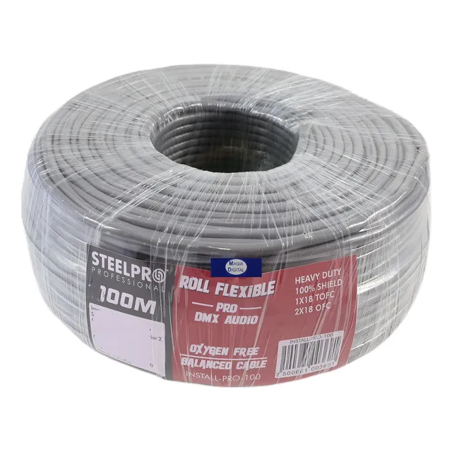 Rollo De Cable 100m Steelpro Install-pro-100 Dmx Microfonia