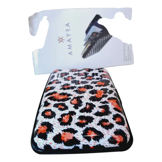 Billetera Mujer Tarjetero Aluminio Porta Documento Antirobo Negro Animal Print