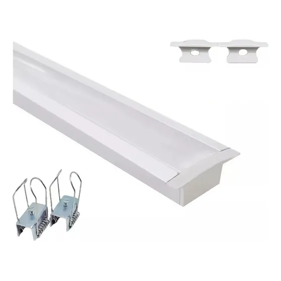 Perfil Led Embutir Slim 3 Metros 90º L Pronto Completo