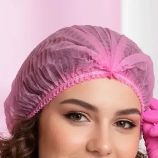 Touca Descartável Sanfonada Cor Rosa Com 100 Un Talge Tnt