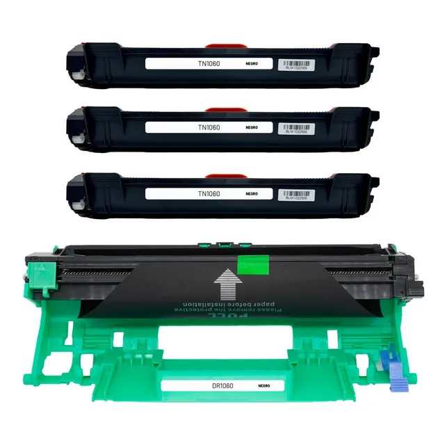 Kit 3 Toner Tn1060 Y 1 Tambor Dr1060 Hl-1110 1111 1112 Tinta Negro