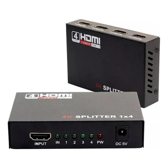 Splitter Divisor Sinal Hdmi Full Hd Duplicado 1x4 Video T23