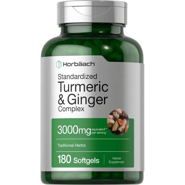 Complejo De Cúrcuma Y Jengibre 3000 Mg Horbäach 180 Cápsulas